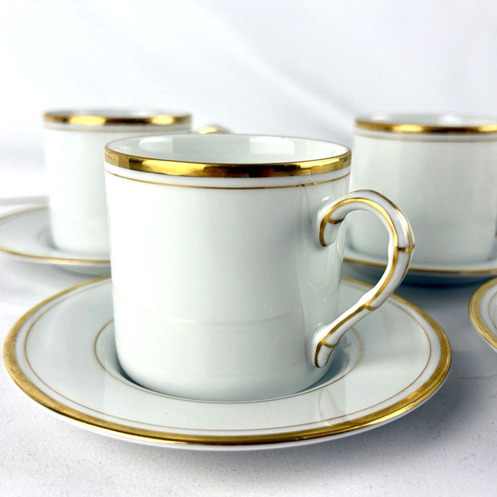 Fitz Floyd Demitasse Espresso Cups Saucers 5 Sets Gold Vtg MCM Coffee Tea Japan